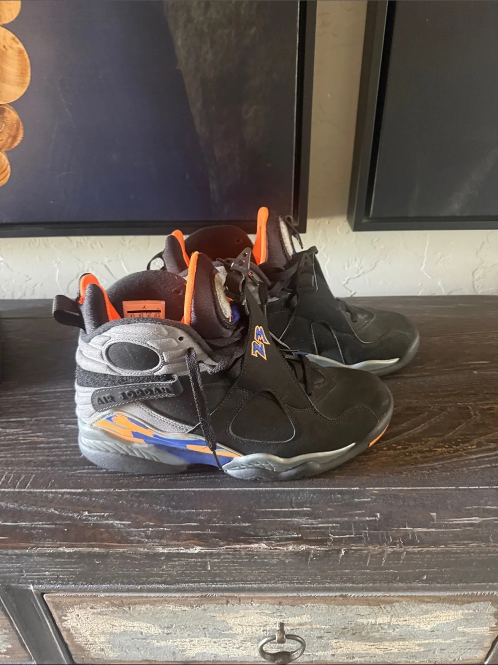 Jordan Men’s Black and Orange High-Top Basketball Sneakers